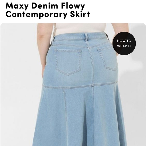 Torrid Maxi Denim Flowy Contemporary jean Skirt Size 18 or 20 - Picture 4 of 11